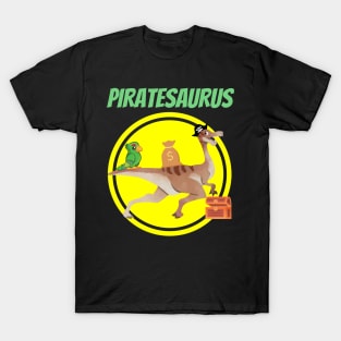 Piratesaurus Pirate Dinosaur Dino Parrot Treasure Hunter Funny Gifts T-Shirt